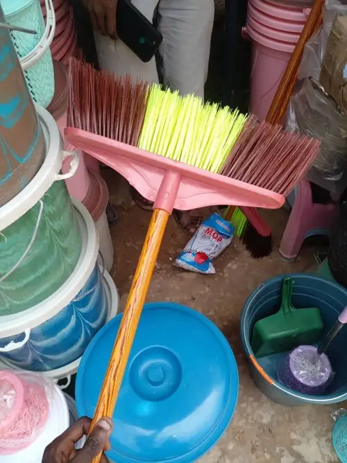 Broom, bucket, and dustpan