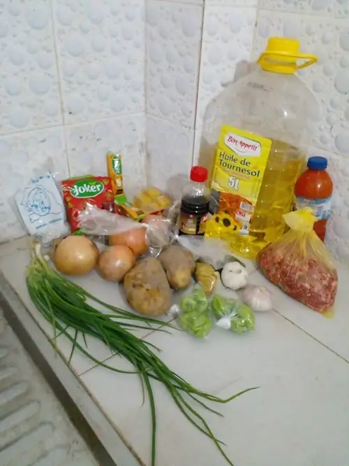 Some groceries purchased for the safe house including onions, casava, vegetable oil, etc.